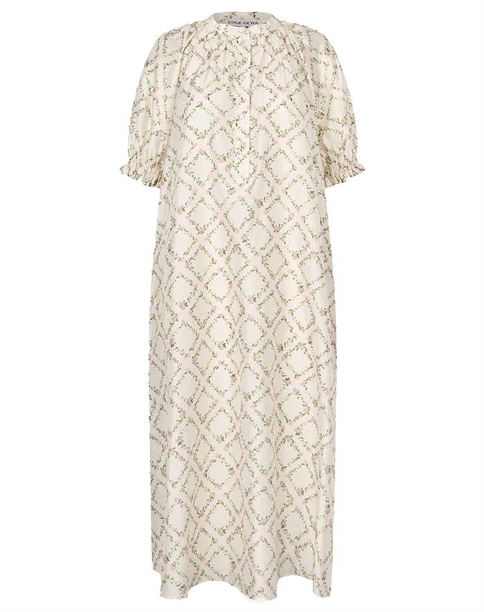 Stine Goya - Front Placket Long Kjole - Sakura Check Pink