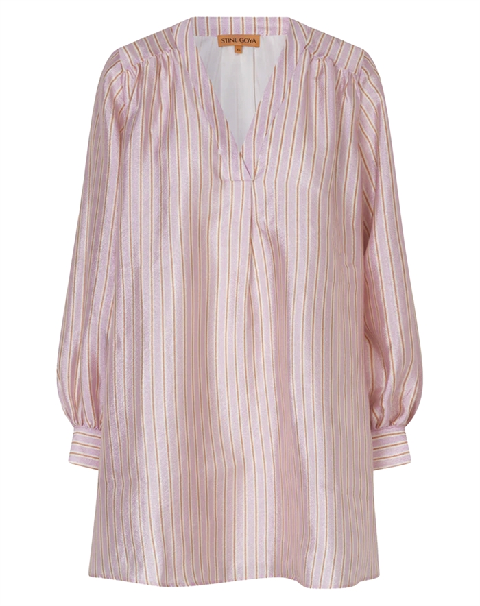 Stine Goya - Kimono Mini Kjole - Rose Pinstripe