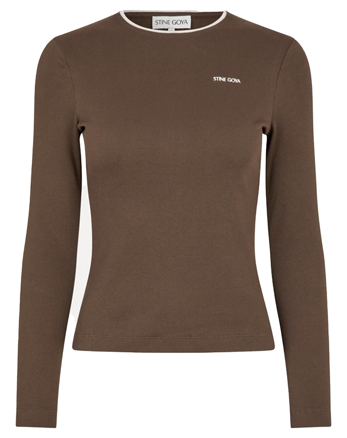 Stine Goya - Long Sleeve Rib Top - Chicory Coffee