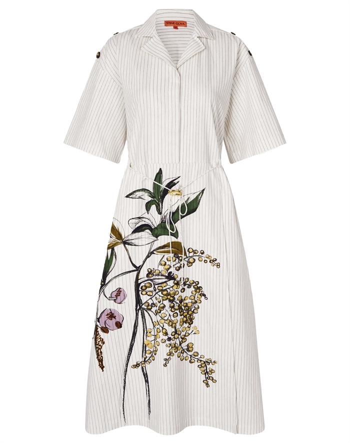 Workwear Midi Kjole - Mimosa Stripe - Stine Goya