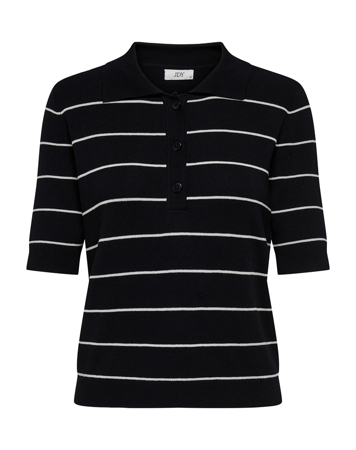 JDY - JDYBloom Pullover Strik Polo - Black/Tapi