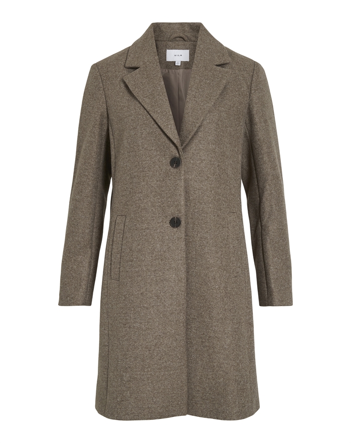 Vila - VIClaudia Button Coat Jakke - Falcon 