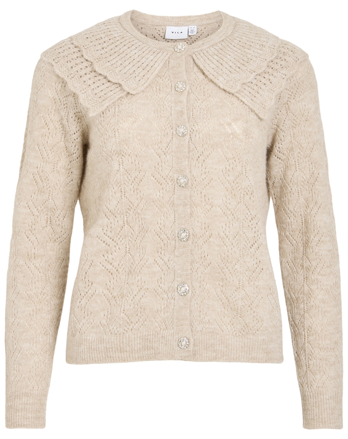 Vila - VILashi Detail Knit Cardigan - Natural Melange