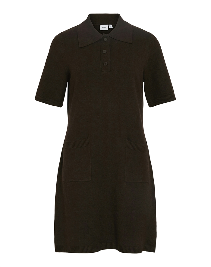  Vila - VILina 2/4 Polo Strik Kjole - Coffee Bean