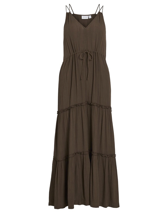 Vila - VILomanja V-Neck Ankle Kjole - Slate Black