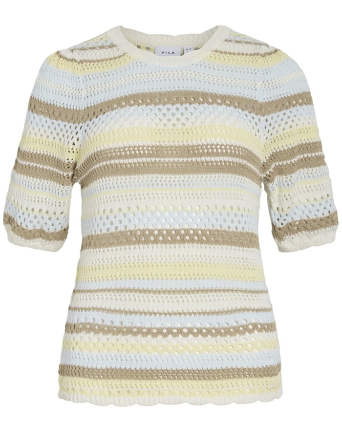Vila - VIMina O-Neck Stripe Strik - Pastel Yellow