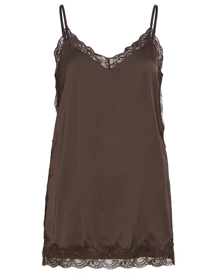 Vila - VIOnara Lace Singlet - Coffee Bean
