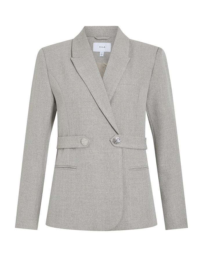 Vila - ViVilla Belted Blazer - Grey Melange