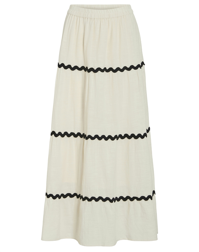 Vila - Manda Wavy Maxi Nederdel - Birch/Black
