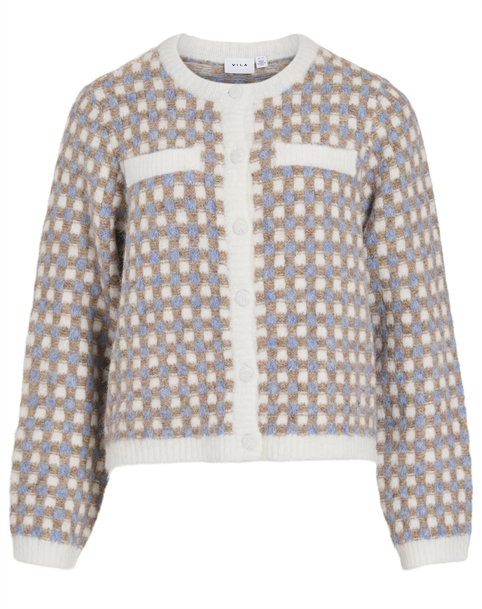 Villa - VIAldis Strik Cardigan - Cloud Dancer/ Nuthatch