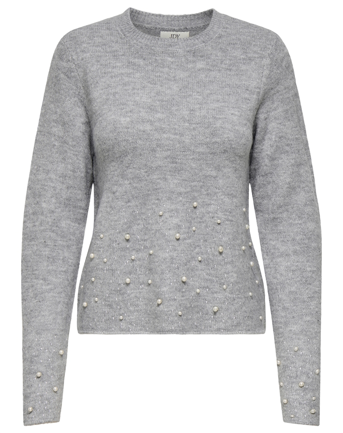 JDY - JDYPearl L/S O-Neck Strik - Light Grey Melange