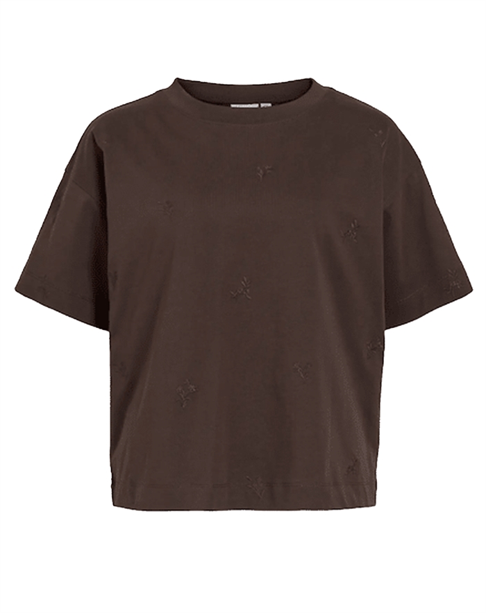 Vila - VIMonie Flower Emb T-shirt - Coffee Bean
