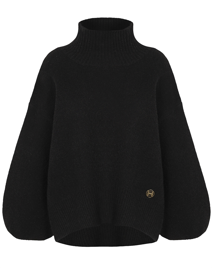 Hést - Fam Patch Short Sweater - Jet Black