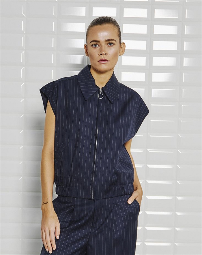 Withblack - Valentina WBL Vest - Midnight Blue Pinstripe