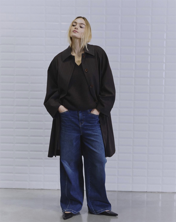 Withblack - WBLJayline Tailored Coat Jakke - Dark Brown Stripe 
