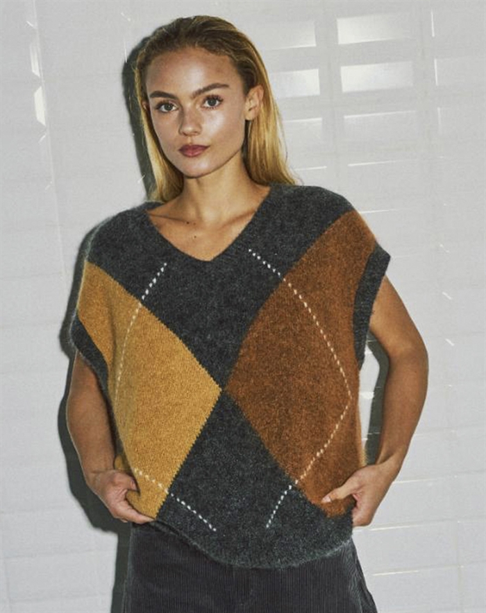 Withblack - WBLVenus Harlekin Vest - Desert Camel  Harlekin