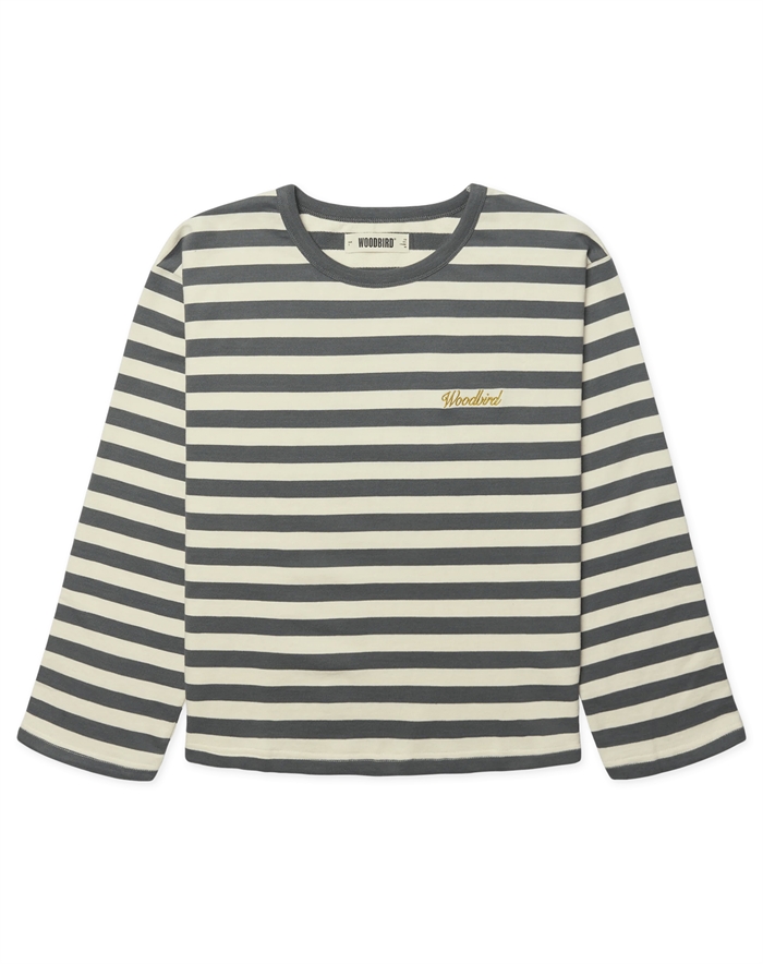 Woodbird - WBJoul Wide Langærmet Trøje - White/Slate Blue