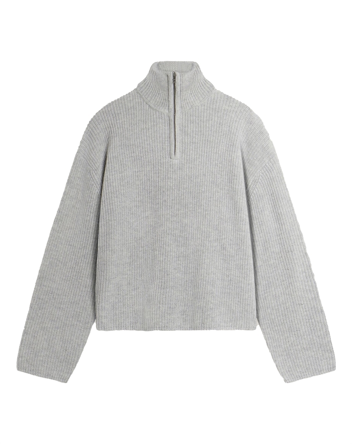 Woodbird - WBFang Half Zip Strik - Light Grey