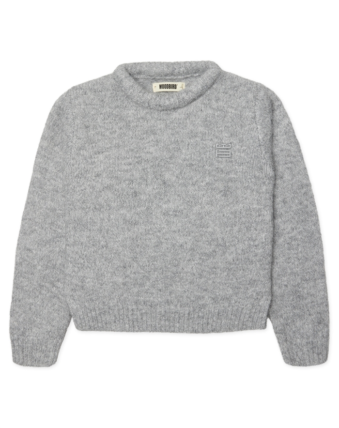 Woodbird - WBHua Fluffy Crew Strik - Grey Melange 
