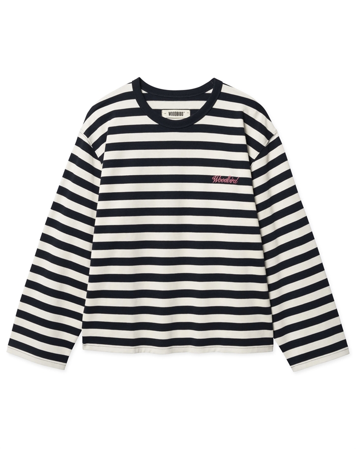 Woodbird - WBJoul Wide Sleeve Stripe Langærmet Trøje - Navy-White 