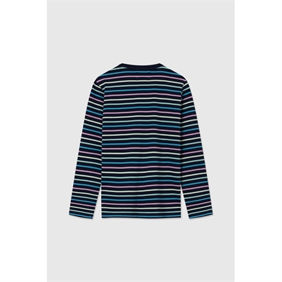 Moa Stripe Long Sleeve T-Shirt Navy Stripes - Shop Online Hos Blossom