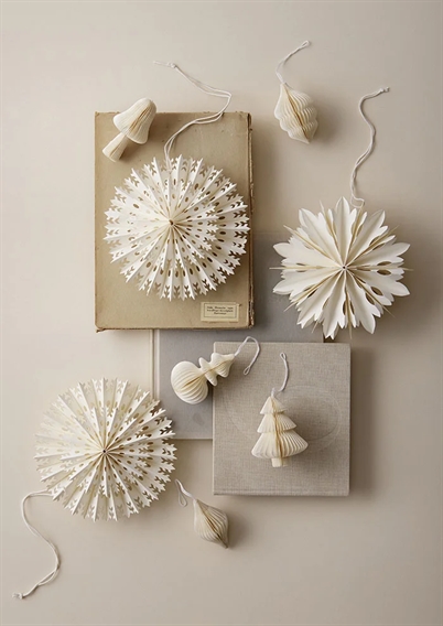 Bungalow Paper Ornament Crystal White 21 cm-Shop Online Hos Blossom