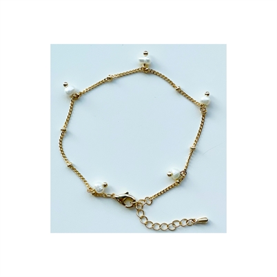 Friihof+Siig Classic Chain With White Pearls Armbånd Gold-Shop Online Hos Blossom