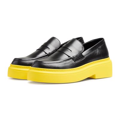 Garment Project June Loafer Black Yellow Sole Front