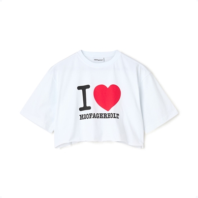 H2O Fagerholt I Love Cropped T-Shirt Off White-Shop Online Hos Blossom