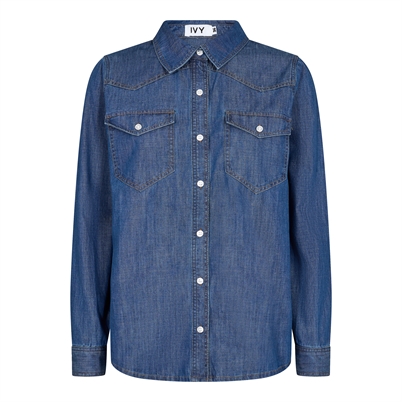 Ivy Copenhagen Ora Skjorte Denim Blue-Shop Online Hos Blossom