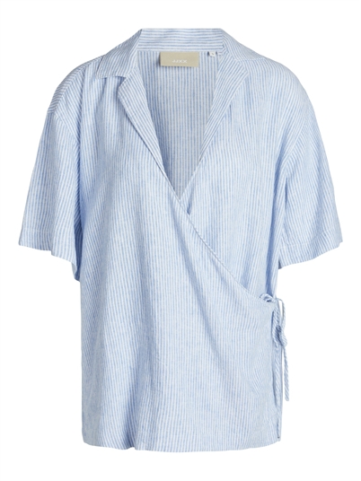 JJXX Jxraya Linen Blend Wrap Bluse Blue White-Shop Online Hos Blossom