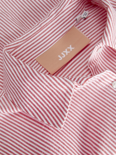 JJXX Jxsiva Oxford Skjorte Fiery Red Stripes-Shop Online Hos Blossom