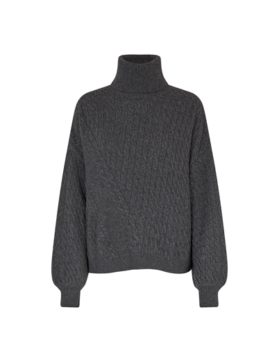 Mads Nørgaard Rerik Sweater Strik Charcoal Melange-Shop Online Hos Blossom