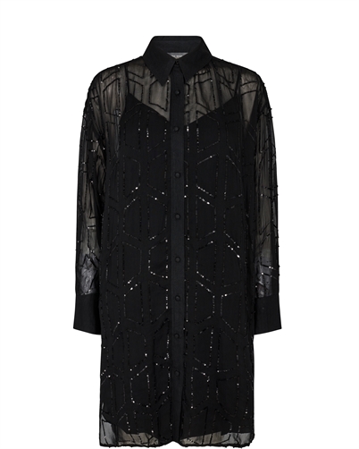Mos Mosh Leela Sequin Shirt Kjole Black Shop Online Hos Blossom