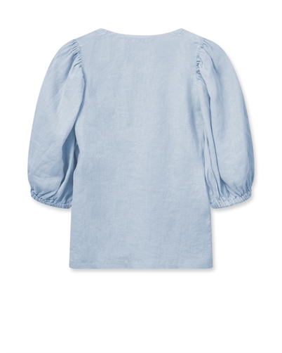 Mos Mosh MMTaissa Linen Bluse Cashmere Blue-Shop Online Hos Blossom