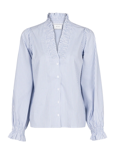 Neo Noir Brielle Stripe Skjorte White Light Blue - Shop Online Hos Blossom