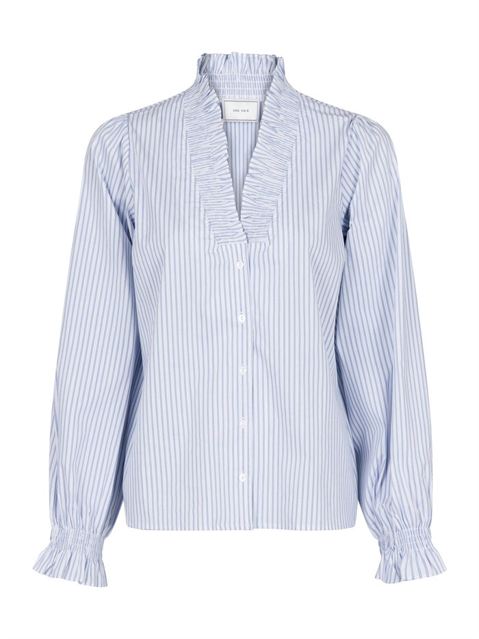 Brielle Stripe Skjorte White Light Blue - Shop Neo Noir Her