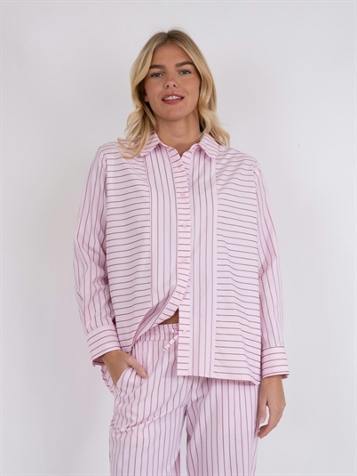 Neo Noir Gili Multi Stripe Skjorte Light Pink Shop Online Hos Blossom