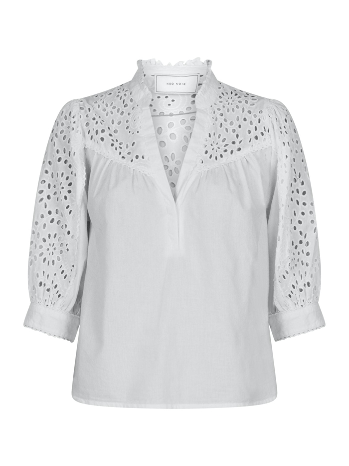 Neo Noir Kita Embroidery Bluse White Shop Online Hos Blossom