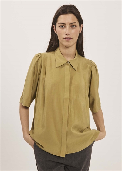 Norr Alyssa Pleat Skjorte Khaki-Shop Online Hos Blossom
