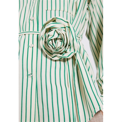 Norr Linna Skjorte Bright Green Stripe-Shop Online Hos Blossom