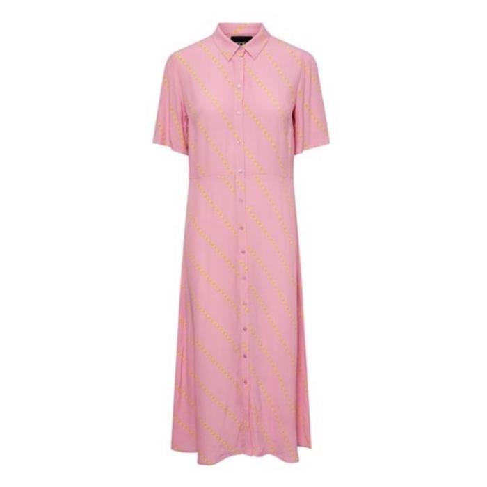 Pieces Pcjanni Midi Shirt Kjole Prism Pink Dots Shop Online Hos Blossom