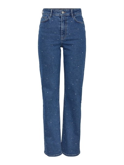 Pieces Pcsiffi Wide Jeans Medium Blue Denim Rhinestones-Shop Online Hos Blossom