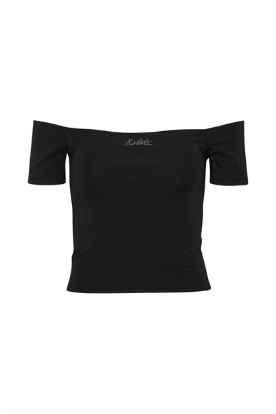 Rotate Birger Christensen Logo Off Shoulder Top Black Shop Online Hos Blossom