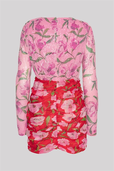 Rotate Birger Christensen Printed Mini Kjole Wildeve Prism Pink Shop Online Hos Blossom