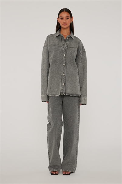 Rotate Birger Christensen Rhinestone Denim Skjorte Grey Denim Shop Online Hos Blossom