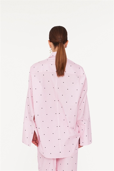 Rotate Sunday Oversized Skjorte Pink Logo Stripe Shop Online Hos Blossom