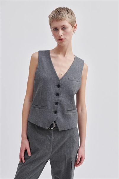 Second Female Holsye Vest Grey Melange-Shop Online Hos Blossom