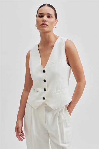 Second Female Lino Vest Antique White Shop Online Hos Blossom