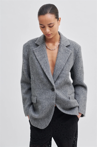 Second Female Sera Blazer Grey Melange-Shop Online Hos Blossom